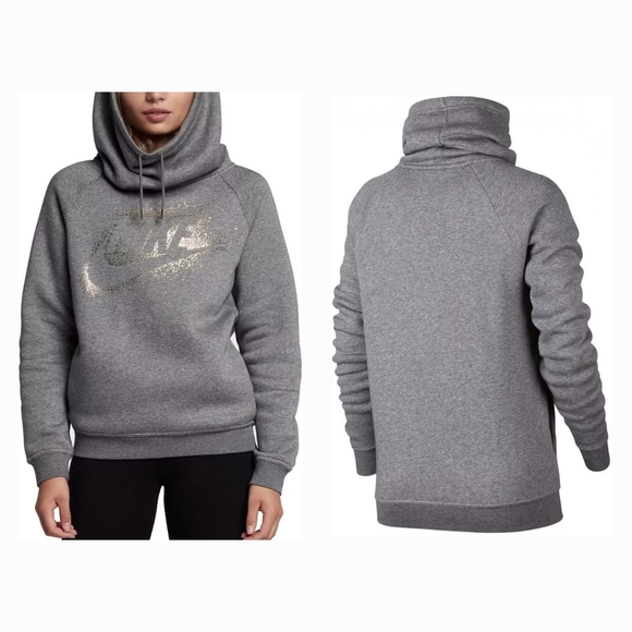 Nike Tops - Nike Metallic Rally Funnel Neck Hoodie